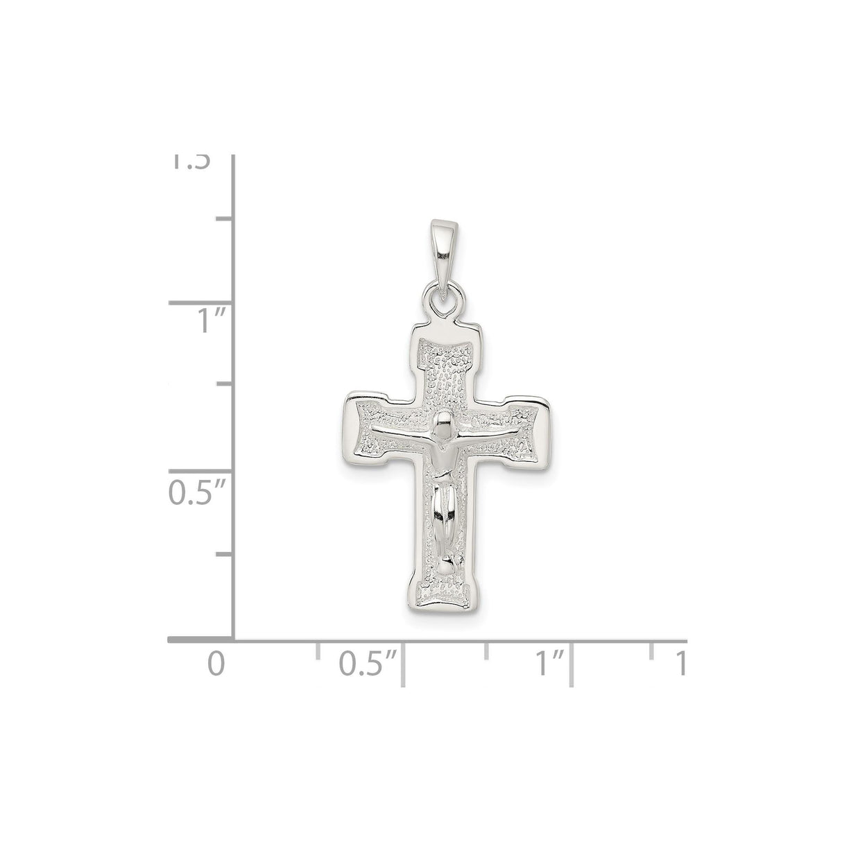 Sterling Silver Crucifix Cross Pendant with Textured and Polished Finish for Men and Women