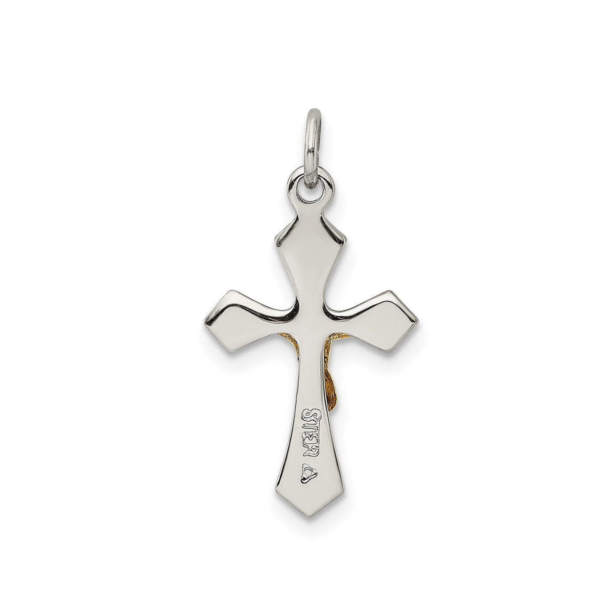 Sterling Silver Crucifix Cross Pendant with Sculpted Jesus and Satin Beveled Finish