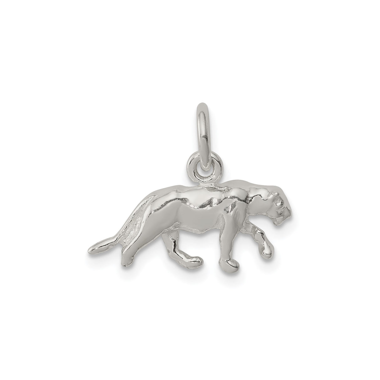 Sterling Silver Panther Pendant, Walking Jungle Cat Charm with Detailed Design for Women or Unisex Wear