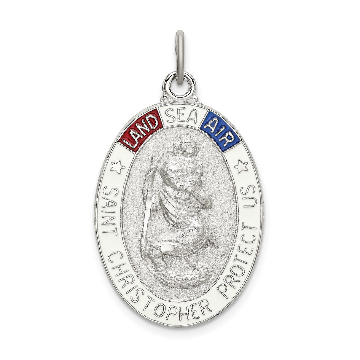 Sterling Silver Saint Christopher Medal Pendant with Navy Seal Design for Men