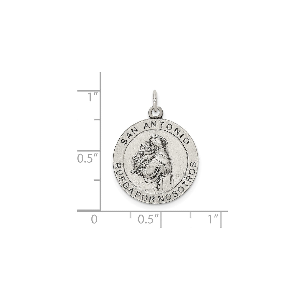 Sterling Silver Saint Anthony Pendant with San Antonio Ruega Por Nosotros Inscription
