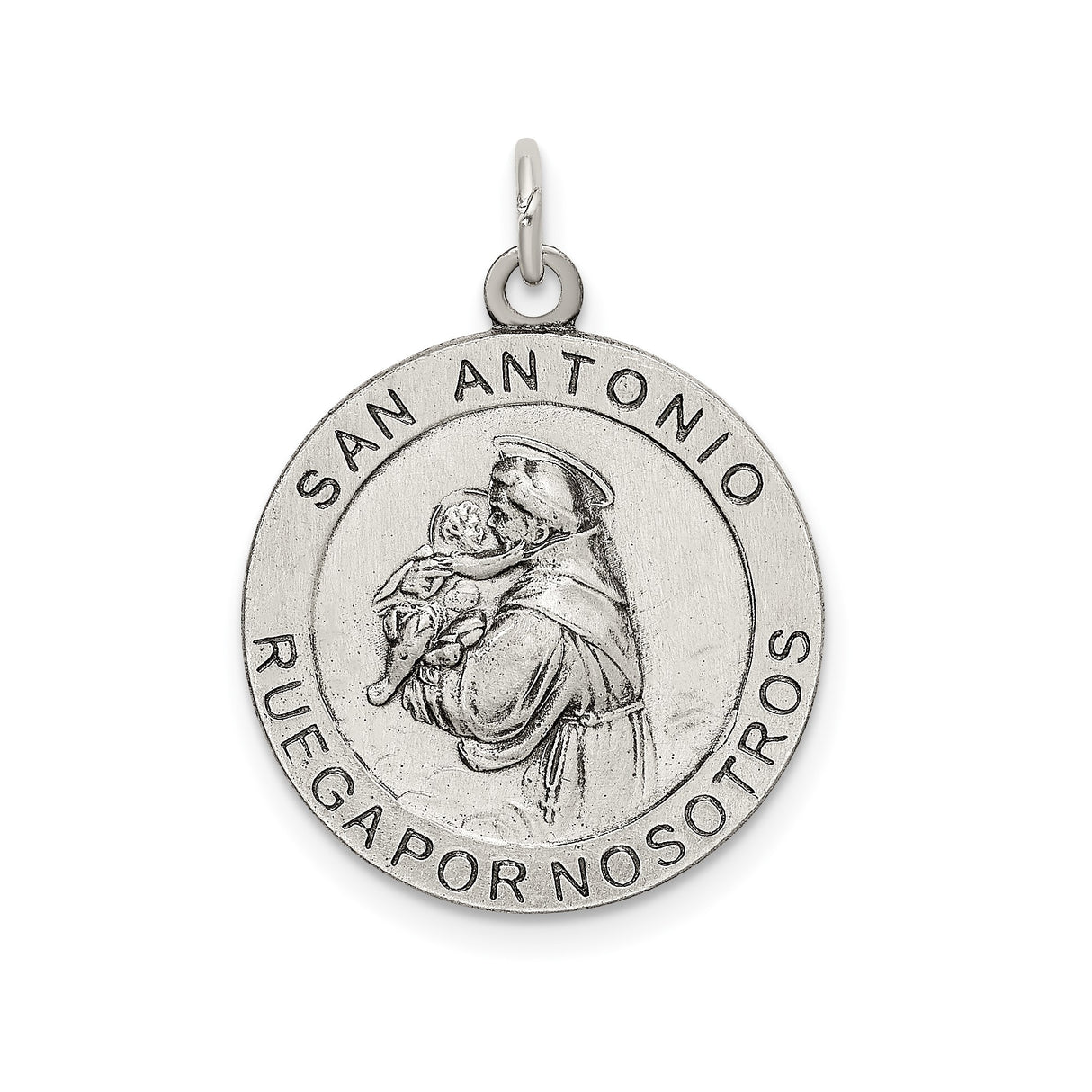 Sterling Silver Saint Anthony Pendant with San Antonio Ruega Por Nosotros Inscription