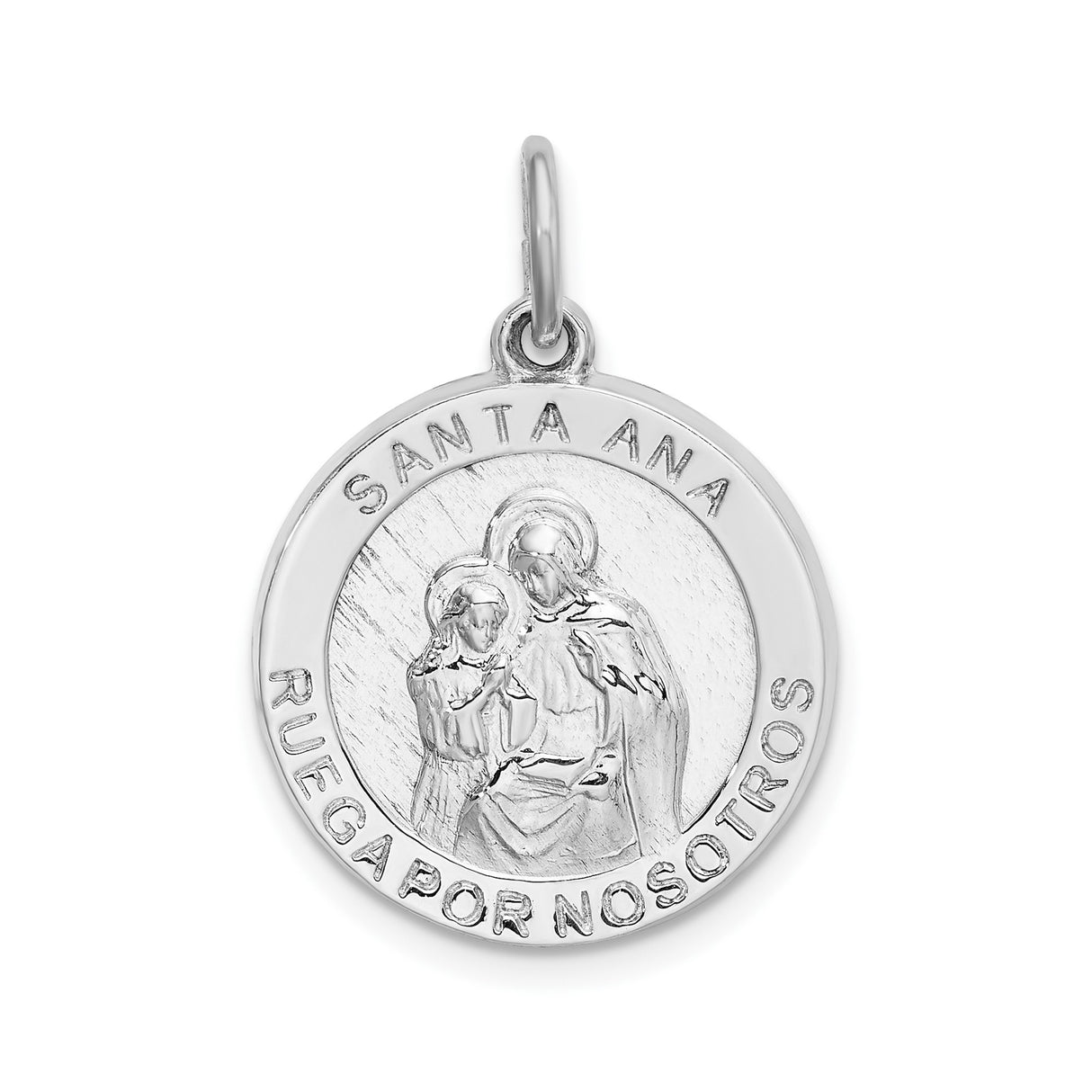 Sterling Silver Saint Anne Medal Pendant with Virgin Mary, Christian Catholic Jewelry
