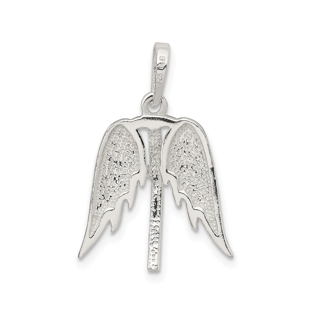Sterling Silver Cross Pendant with Angel Wings , Spiritual Religious Jewelry for Men and Women