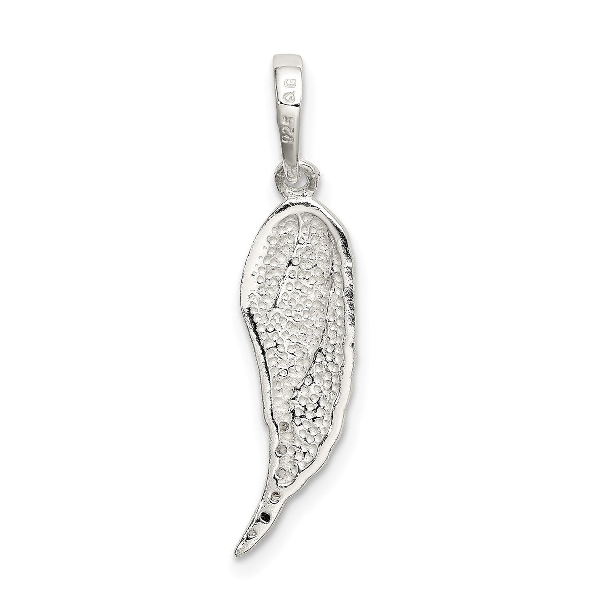 Sterling Silver Angel Wing Pendant with Cubic Zirconia, Feather Design, Faith and Remembrance Jewelry