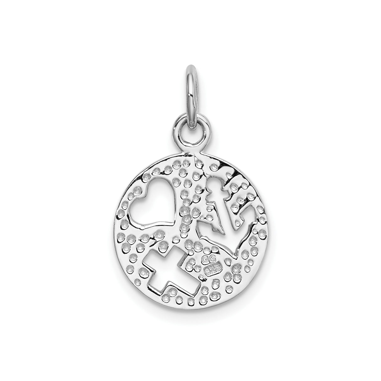Sterling Silver Pendant with Cutout Anchor, Heart, and Cross Symbols , Faith Hope Love Theme