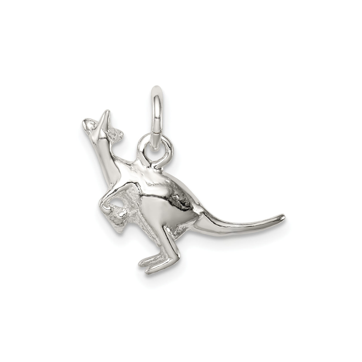 Sterling Silver Kangaroo Pendant with Joey, Australian Wildlife Travel Charm