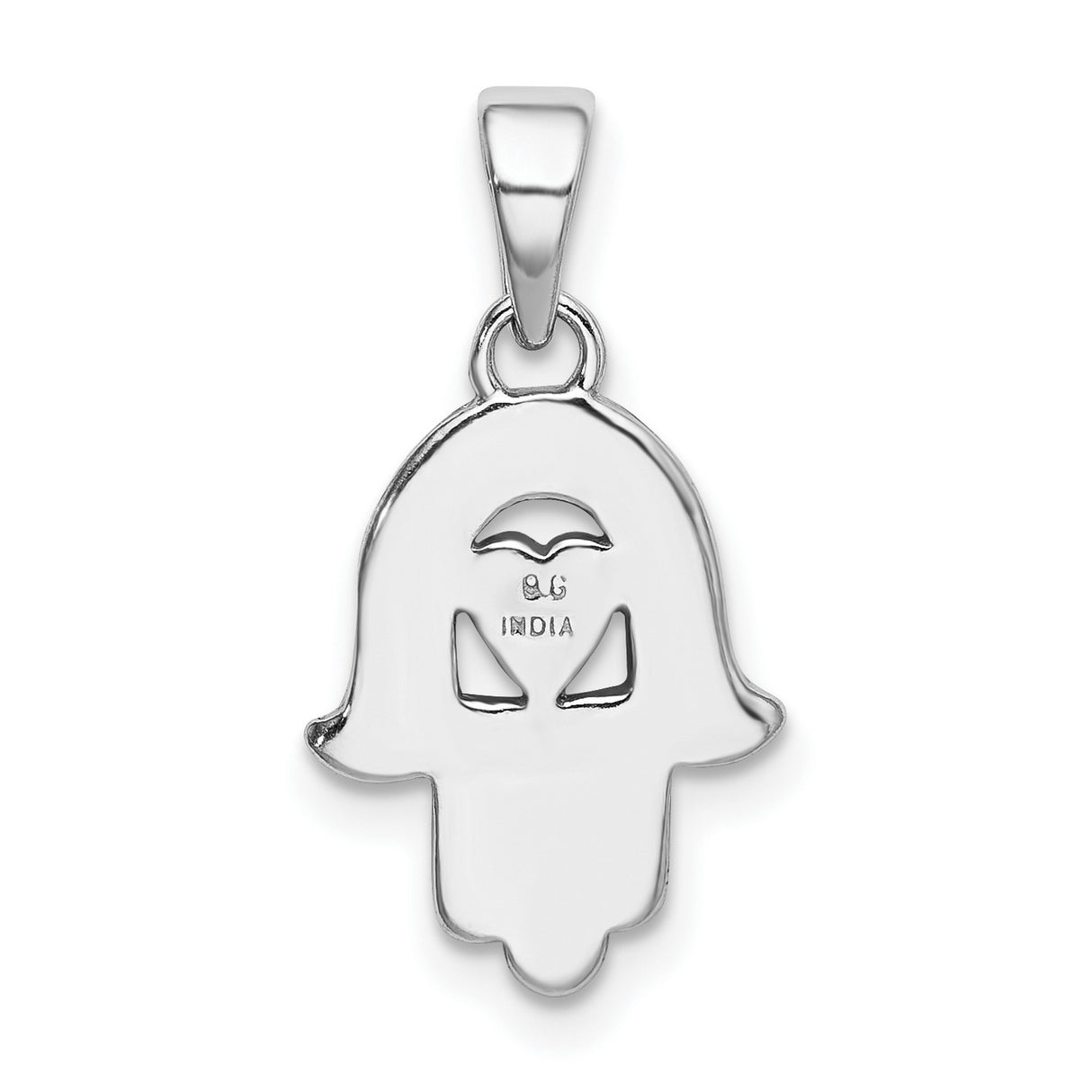 Sterling Silver Hamsa Hand Pendant with Clear Glass Stone, Spiritual Protection Charm