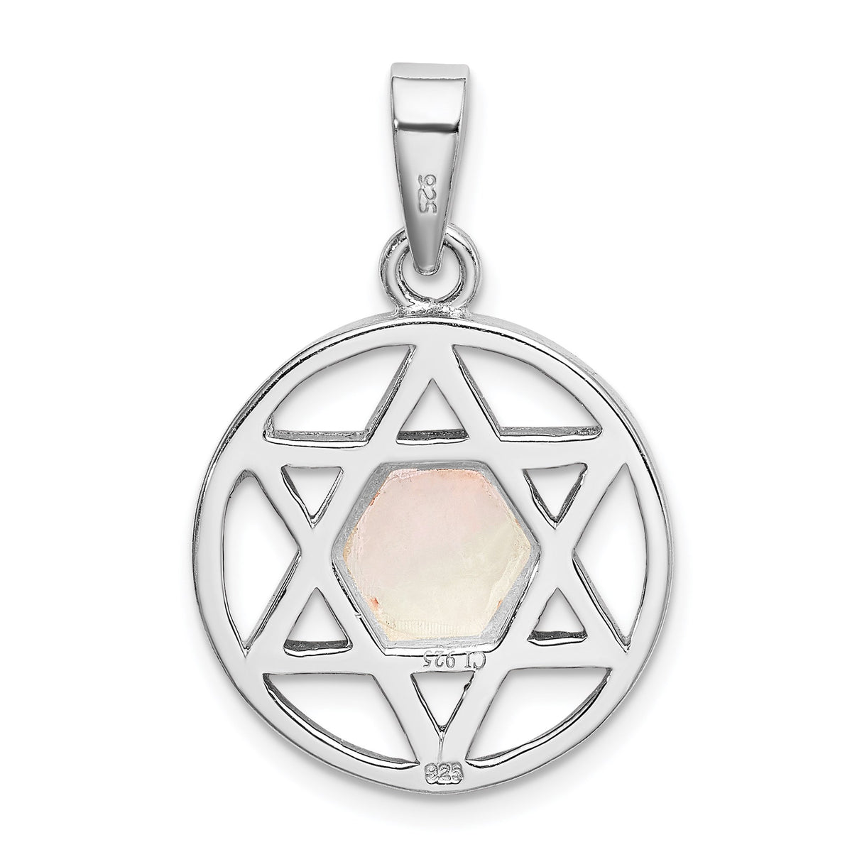 Sterling Silver Star of David Pendant with Mother of Pearl Inlay, Jewish Faith Charm