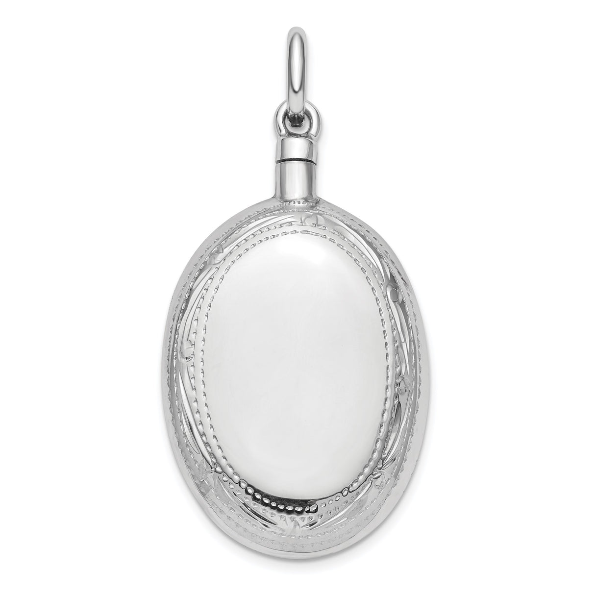 Sterling Silver Oval Locket Pendant with Polished Finish and Delicate Border for Women