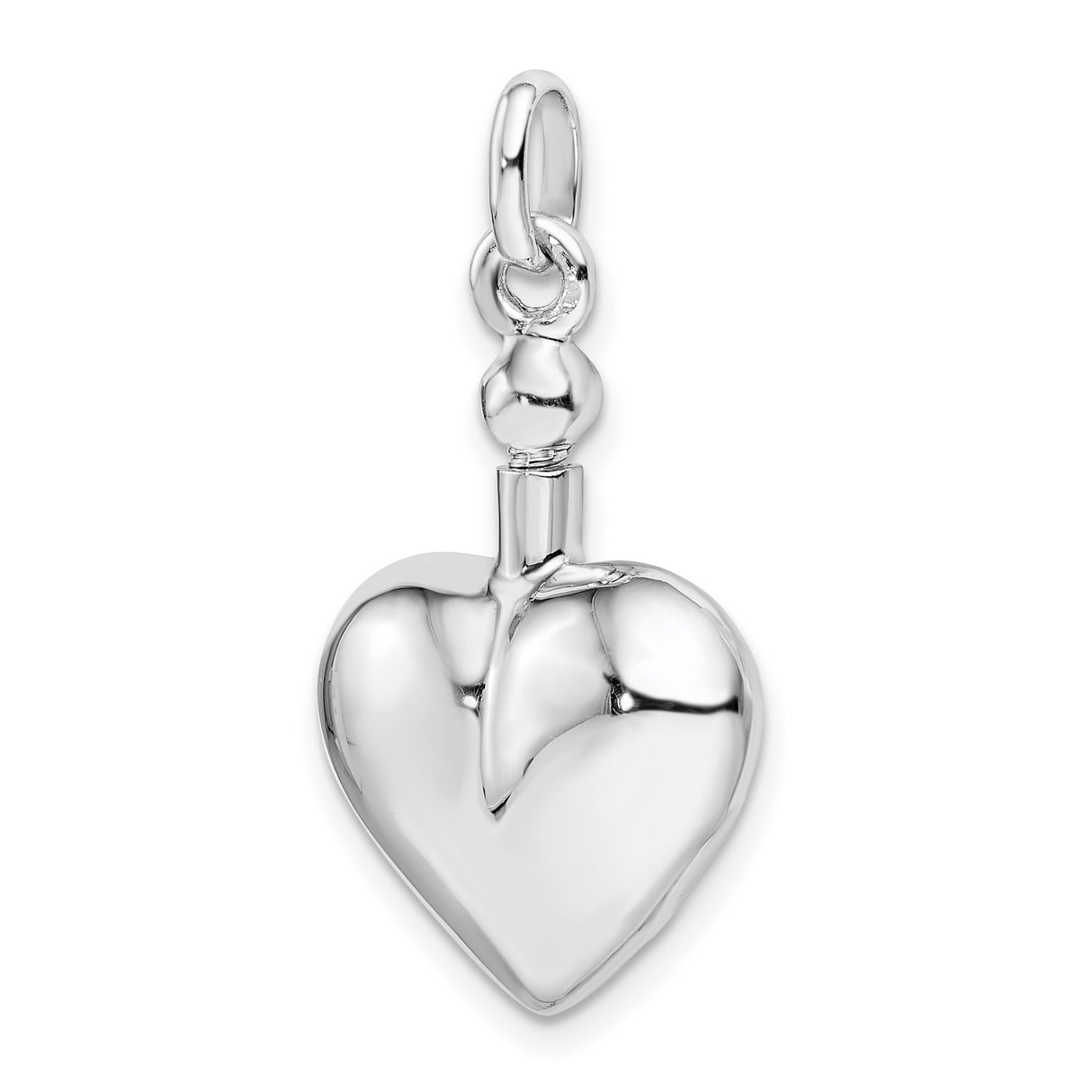 Sterling Silver Heart Urn Pendant with Screw Closure, Memorial Keepsake Jewelry for Women