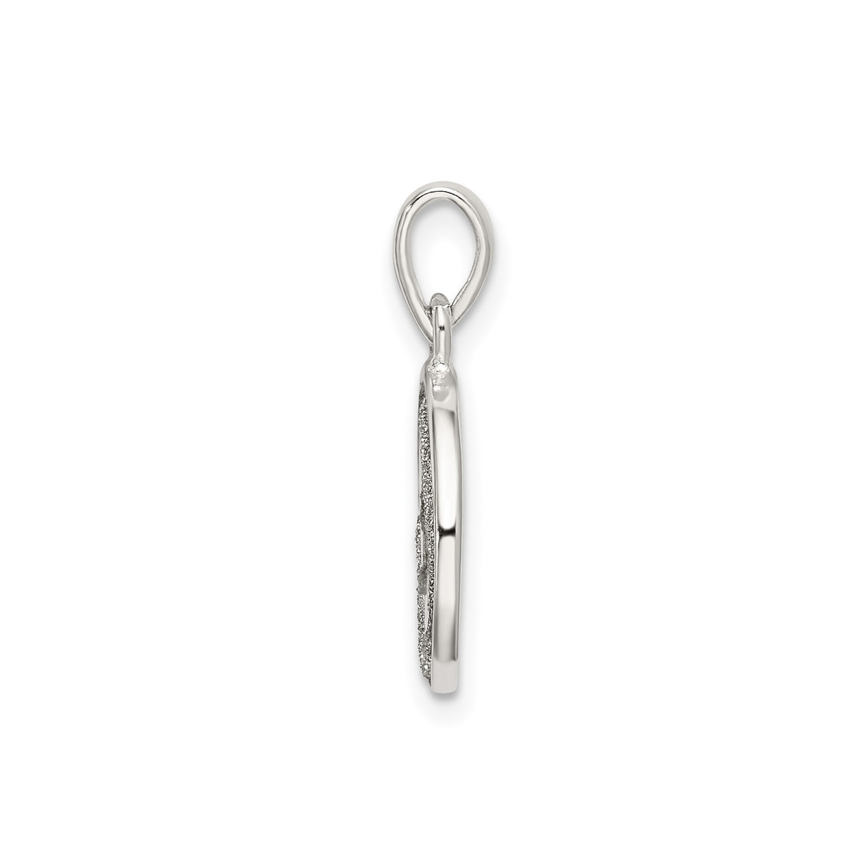 Sterling Silver Initial Pendant, Textured Letter A in Circle Frame Charm