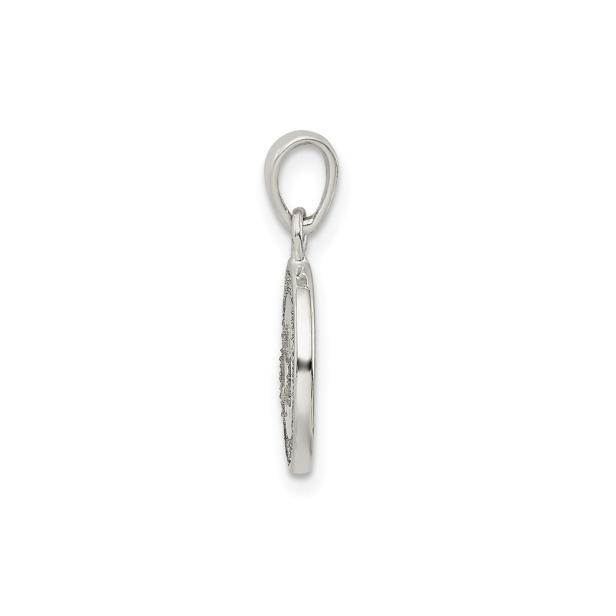 Sterling Silver H Pendant, Textured Circular Alphabet Charm with Enameled Detail