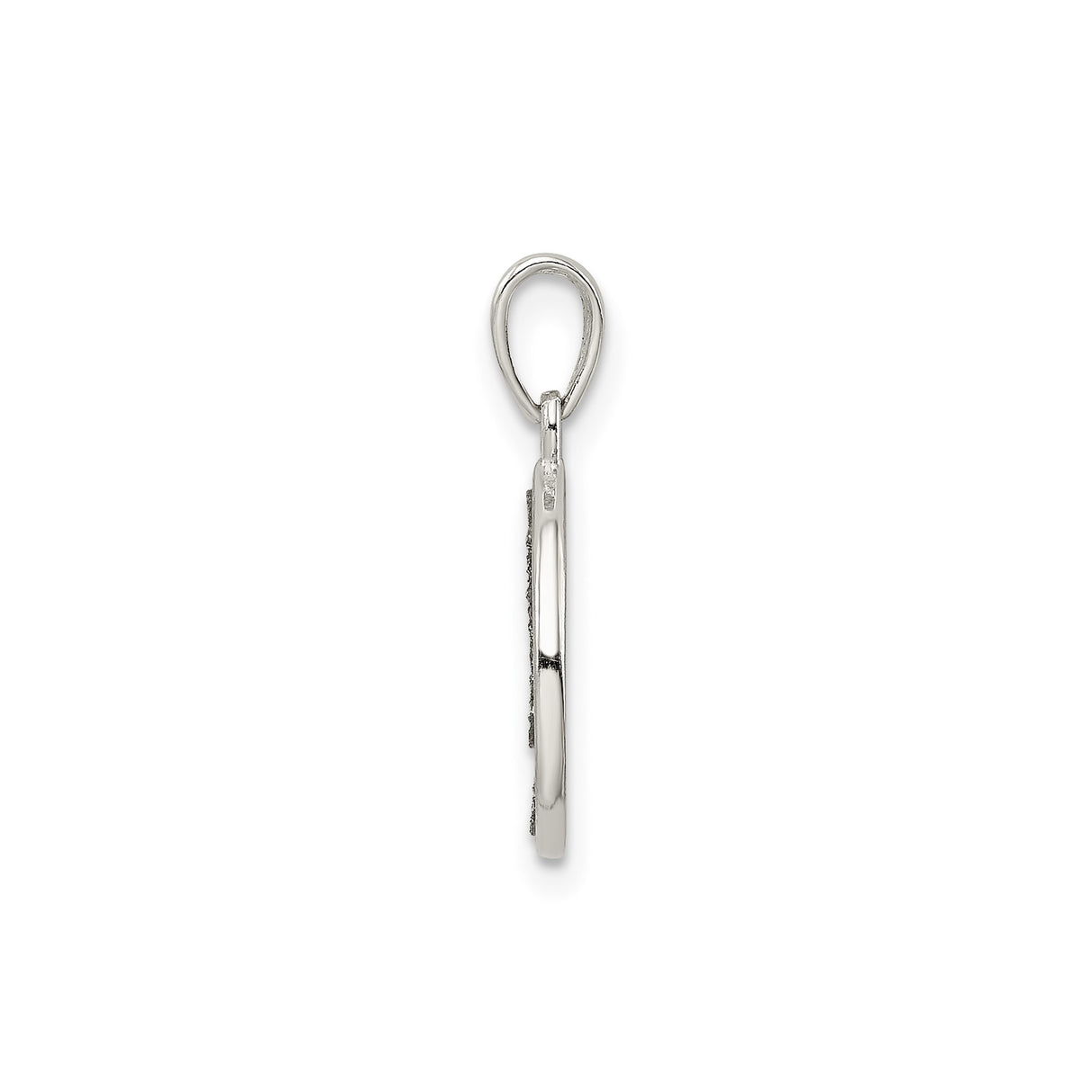Sterling Silver Round Initial Pendant with Letter J, Textured Disc Monogram Charm