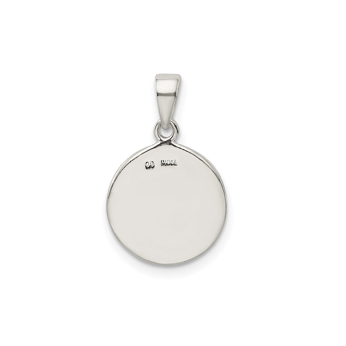 Sterling Silver Round Initial Pendant with Letter J, Textured Disc Monogram Charm