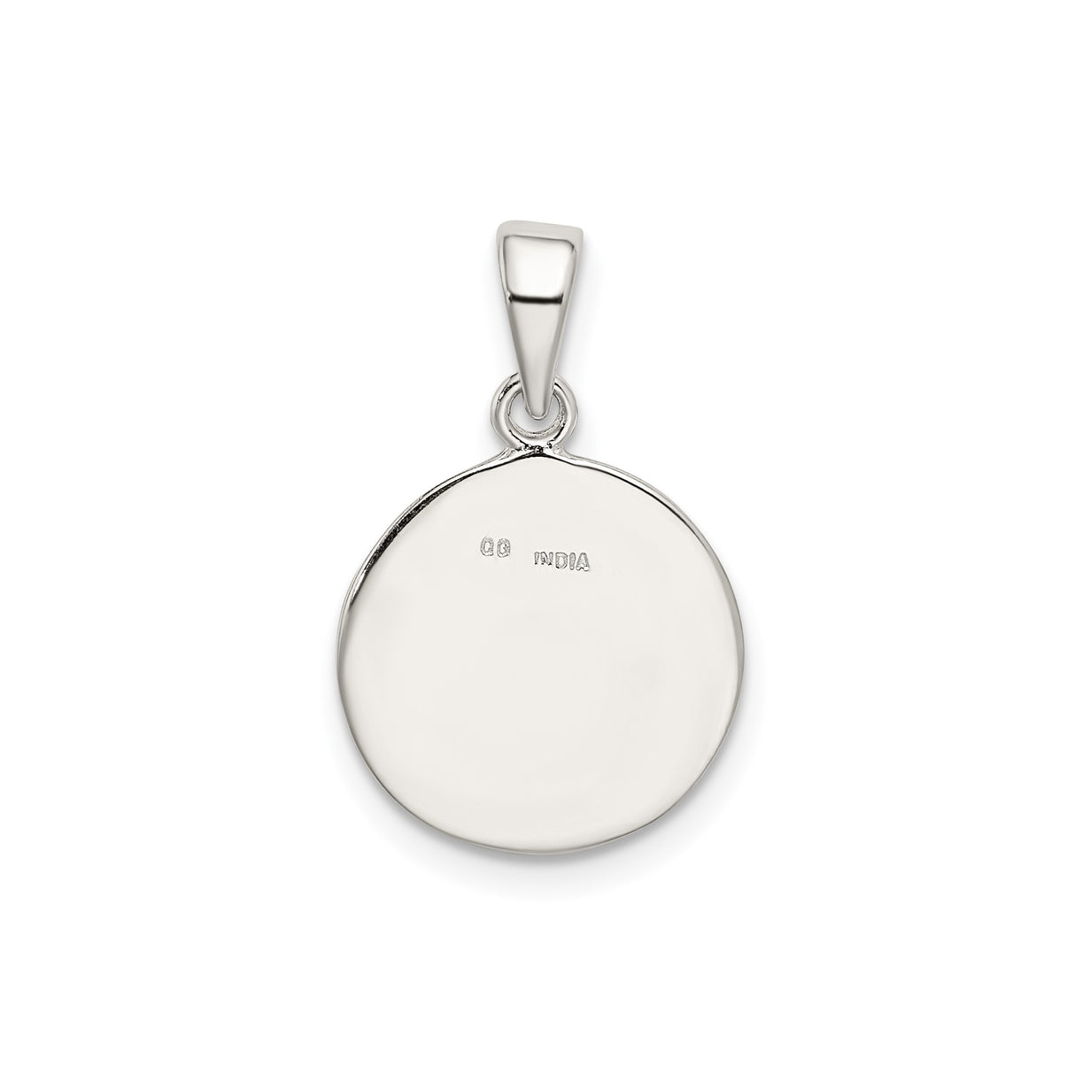 Sterling Silver Round Initial Pendant with Textured Border, Letter M Charm