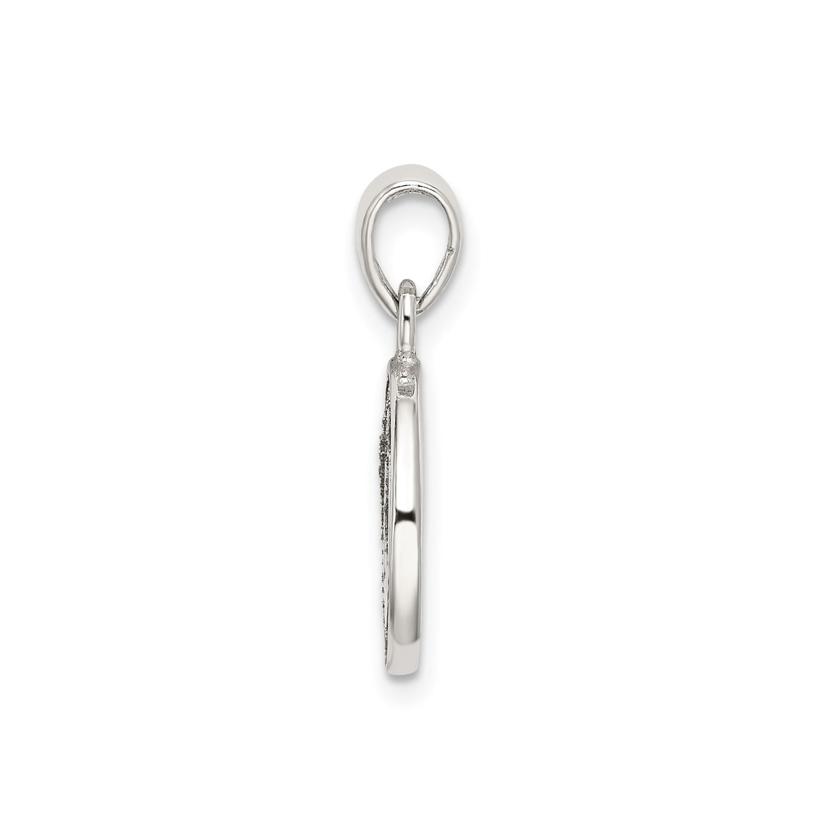 Sterling Silver Initial N Pendant with Textured Round Disc Charm Jewelry
