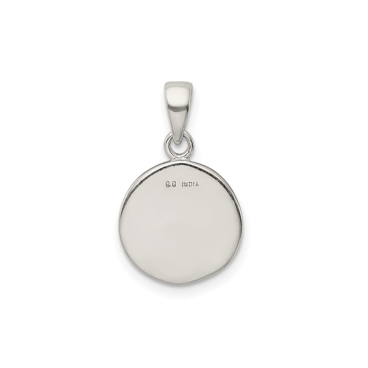 Sterling Silver Initial Pendant with Letter P, Round Textured Border Design, Unisex Charm