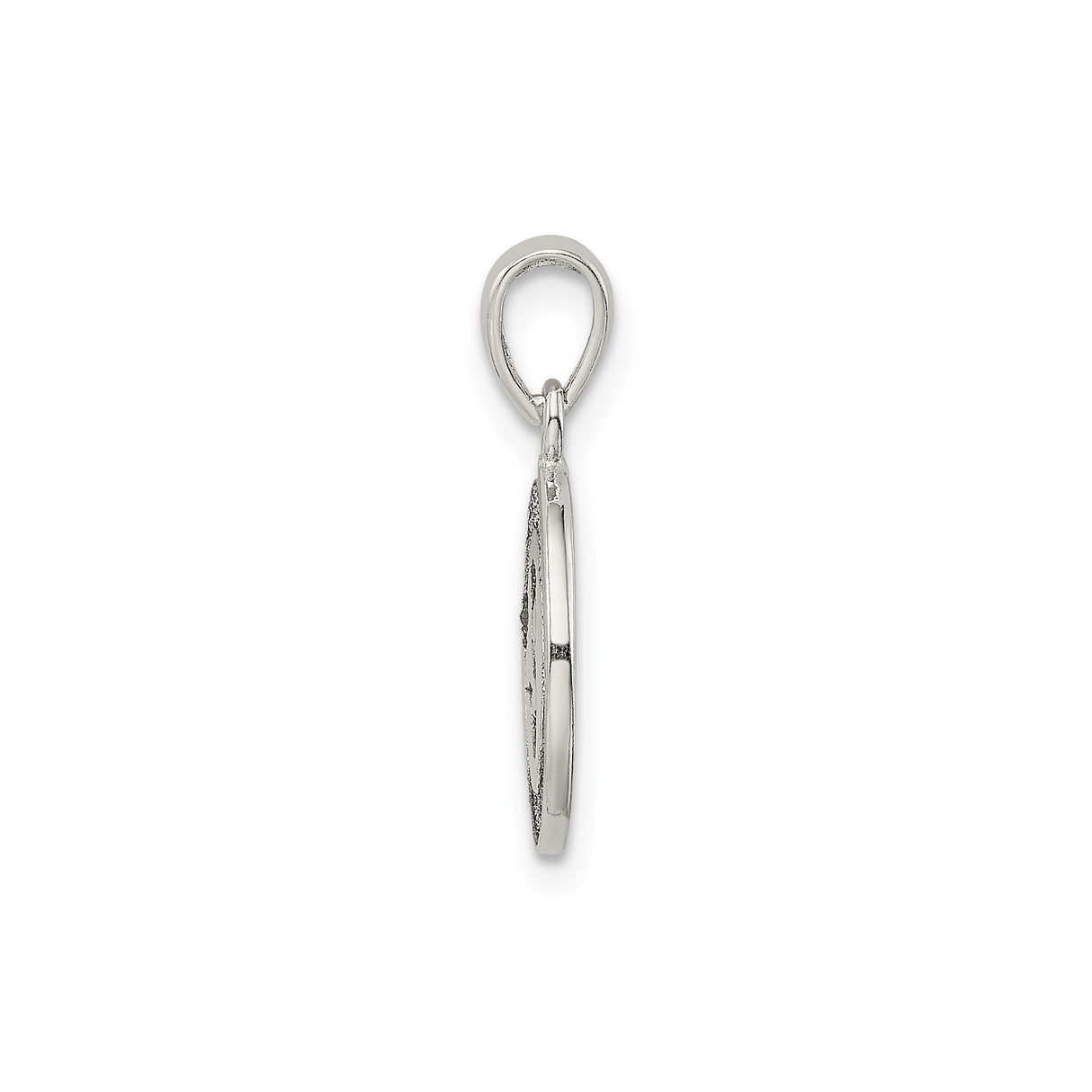 Sterling Silver Initial S Pendant, Round Textured Medallion Letter Charm, Unisex Monogram Jewelry