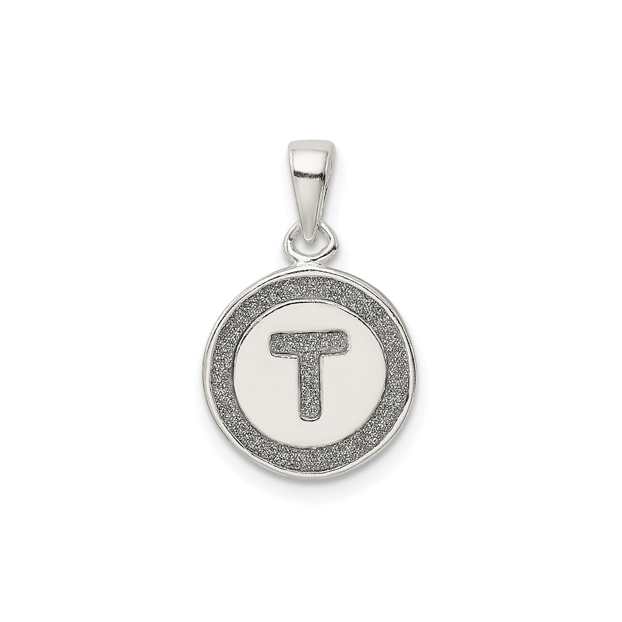 Sterling Silver Tau Cross Pendant with Polished Round Medallion, Spiritual Catholic Jewelry