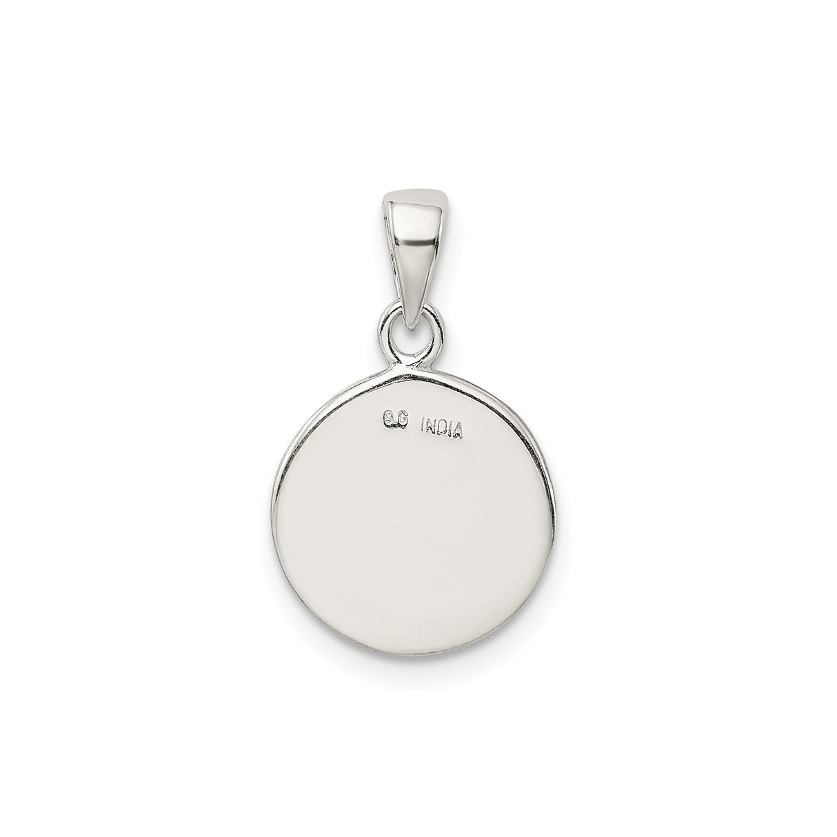 Sterling Silver Initial Pendant with Raised Letter V and Sandblasted Border Charm