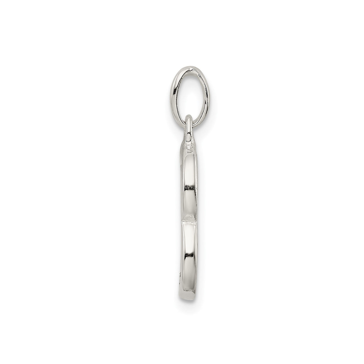 Sterling Silver Letter B Pendant Charm with Polished and Textured Design