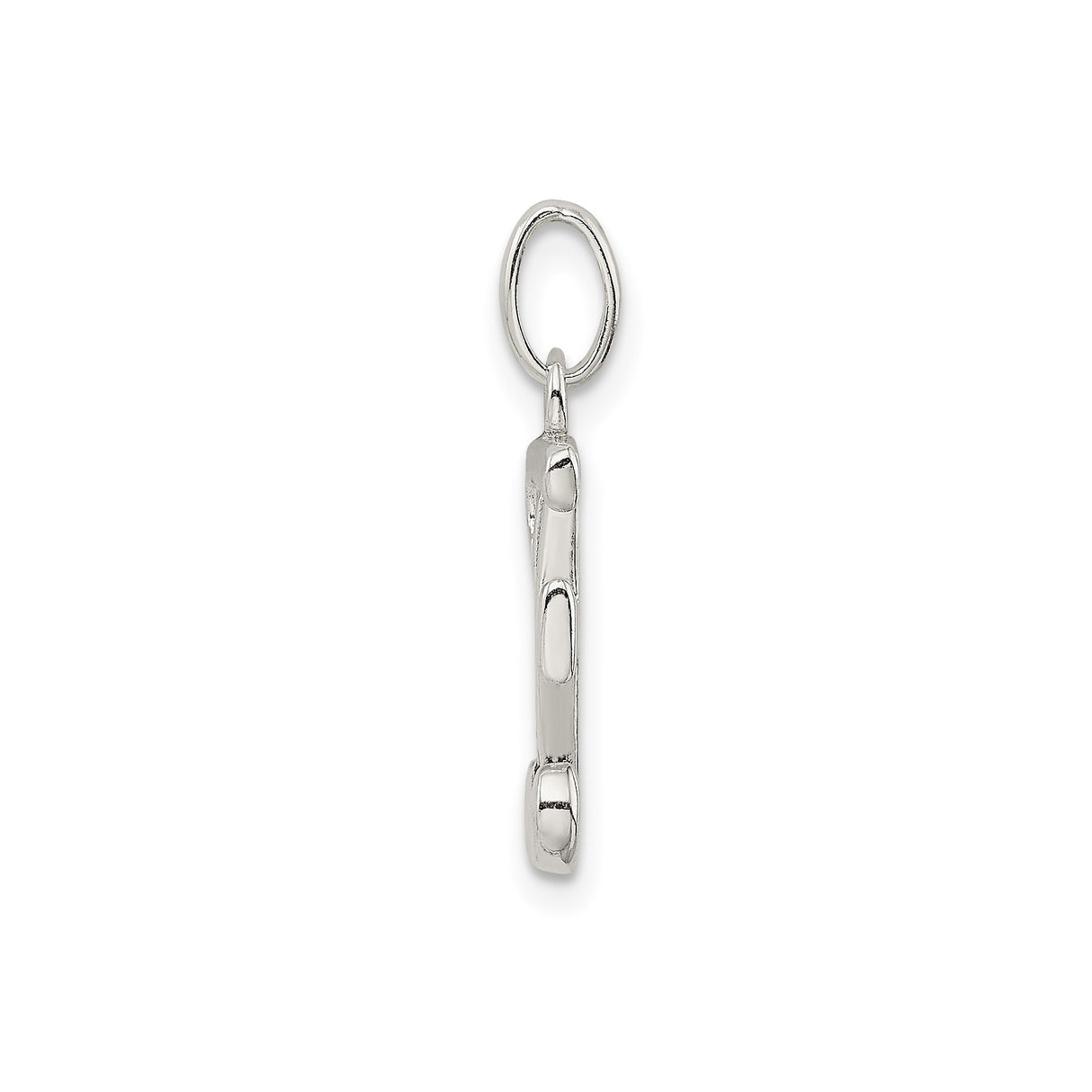 Sterling Silver Letter E Pendant with Textured Center and Polished Finish