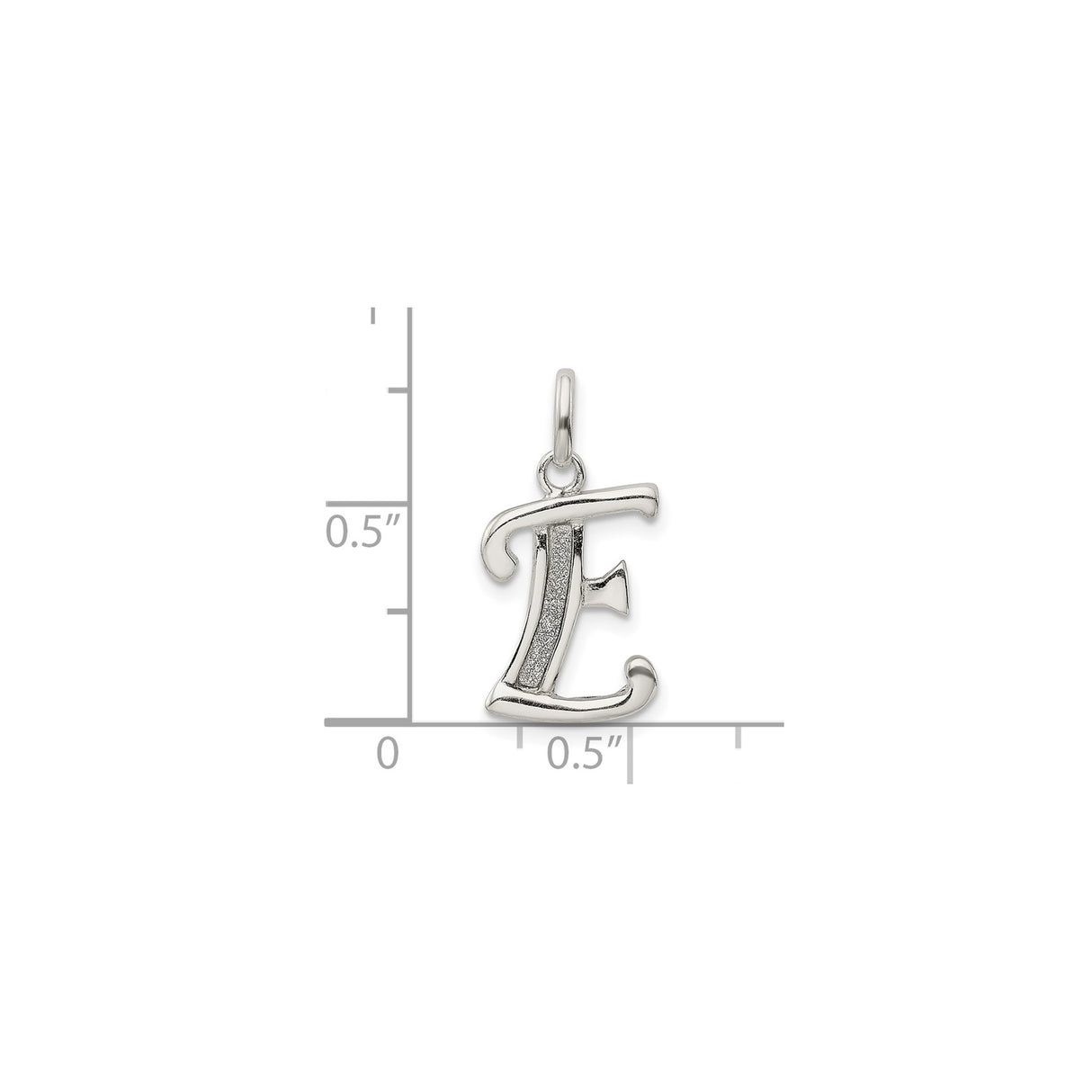 Sterling Silver Letter E Pendant with Textured Center and Polished Finish