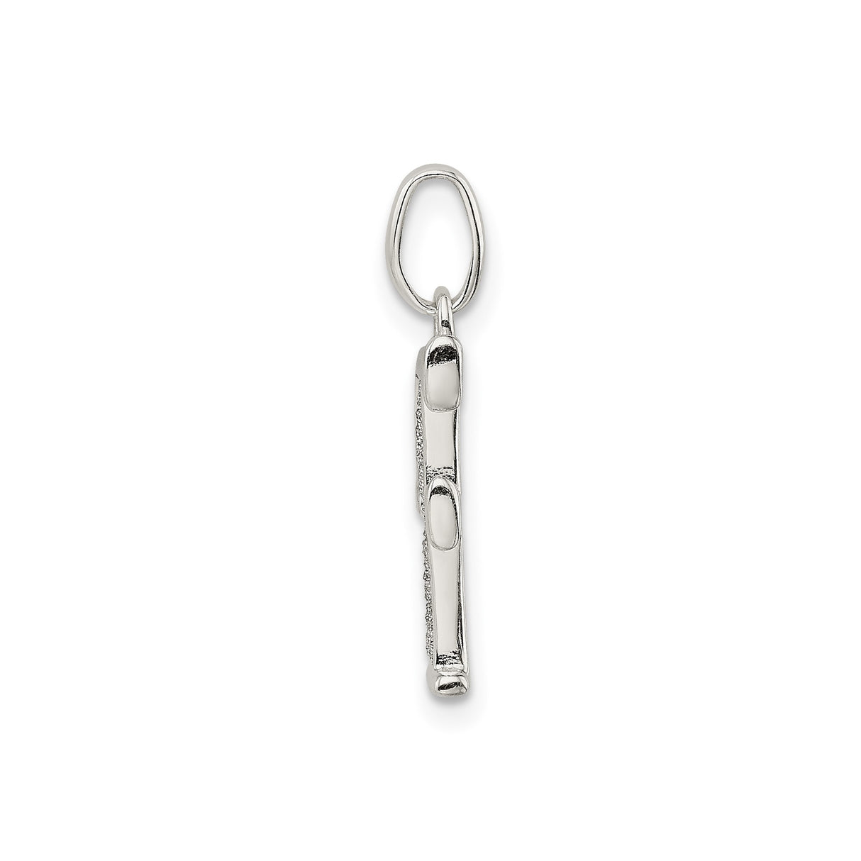 Sterling Silver Initial F Pendant with Textured Center and Polished Finish