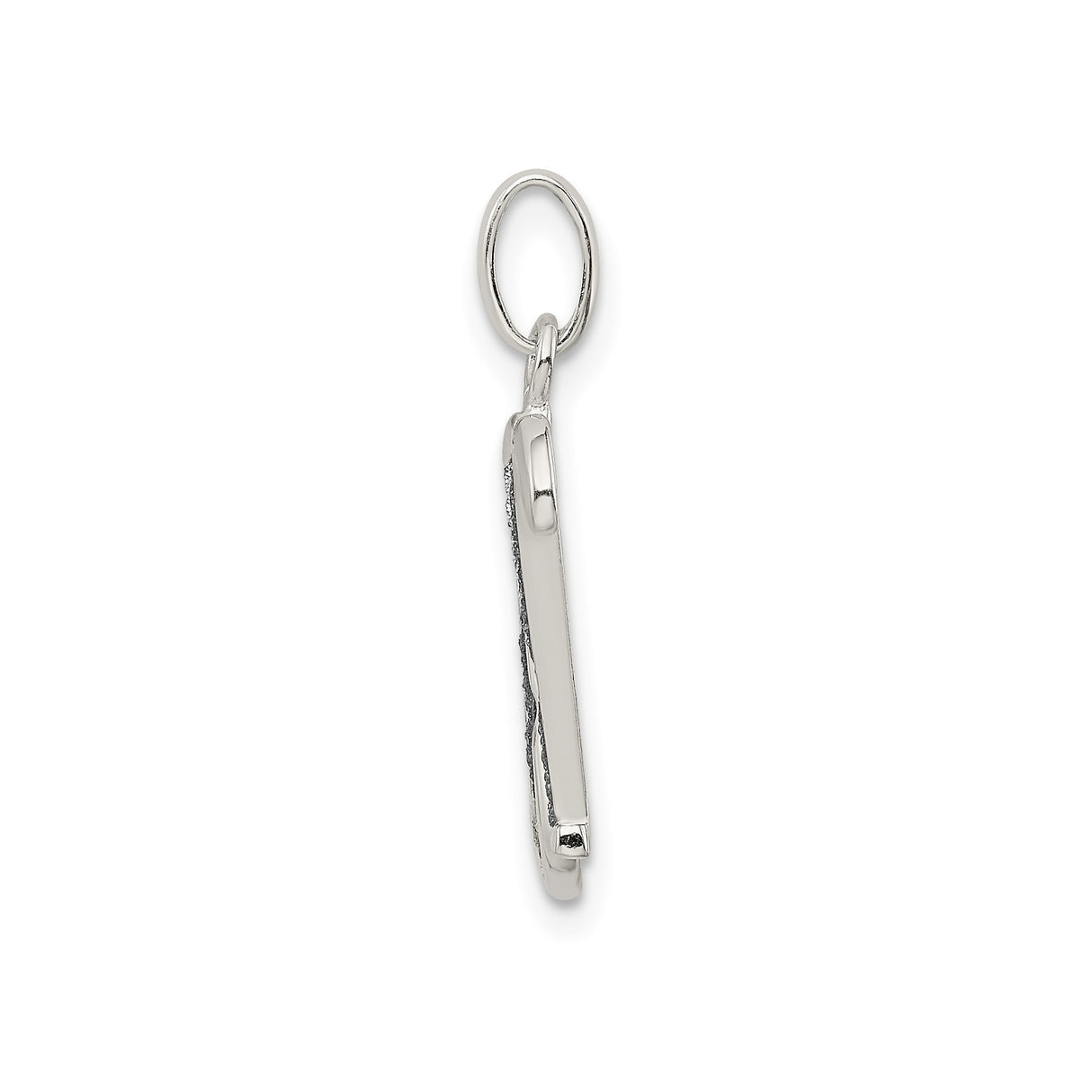Sterling Silver Initial H Pendant Charm with Textured Center and Polished Edges