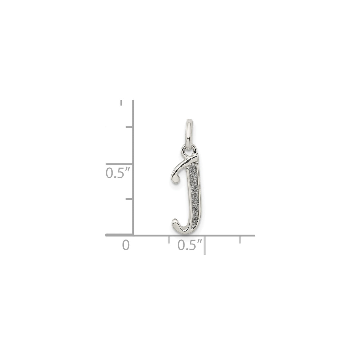 Sterling Silver Letter J Pendant Charm, Textured Initial Monogram Jewelry for Unisex Wear