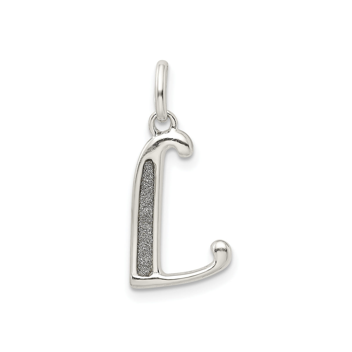 Sterling Silver Letter L Pendant, Textured Alphabet Charm, Minimalist Monogram Jewelry