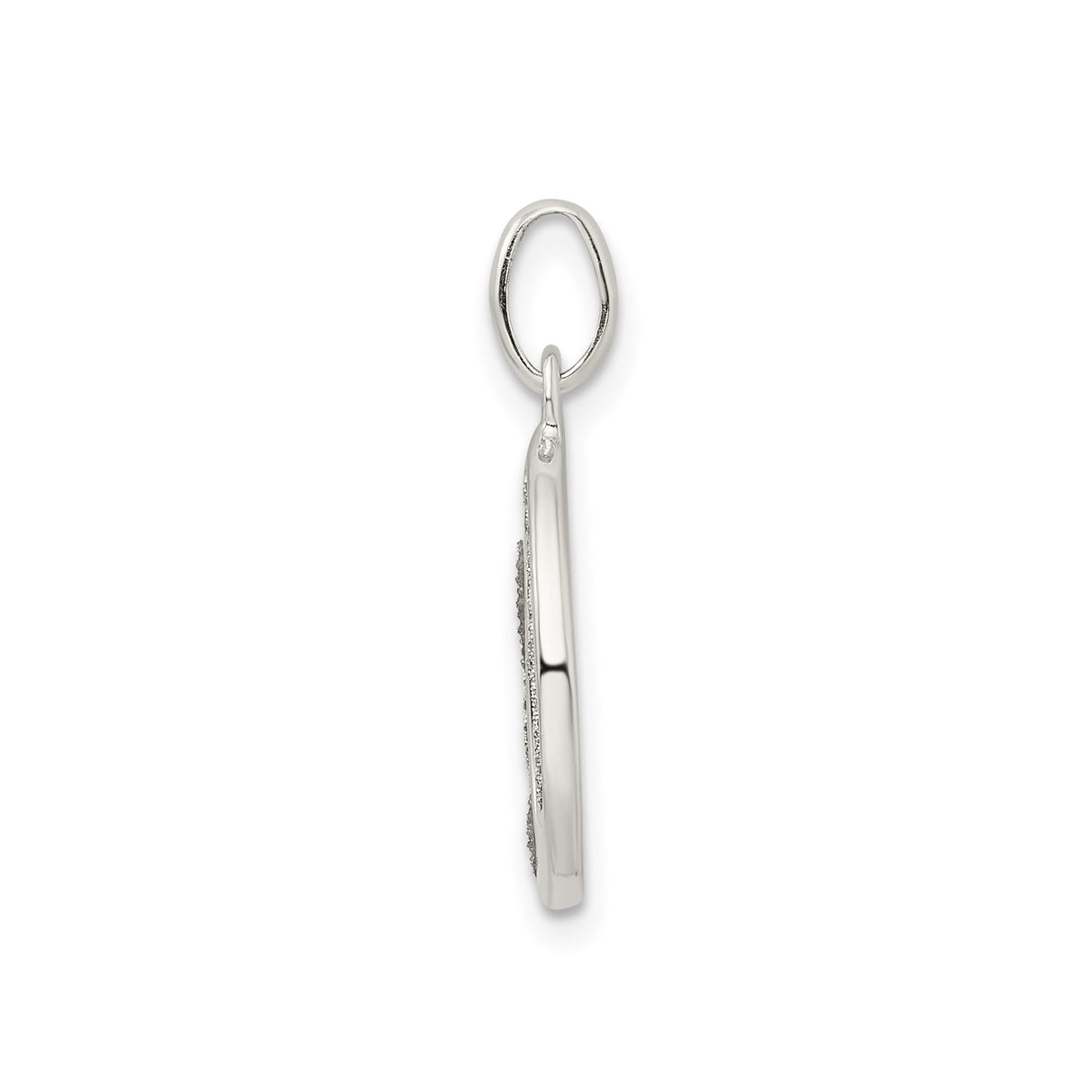 Sterling Silver Letter O Pendant Charm with Polished and Textured Finish