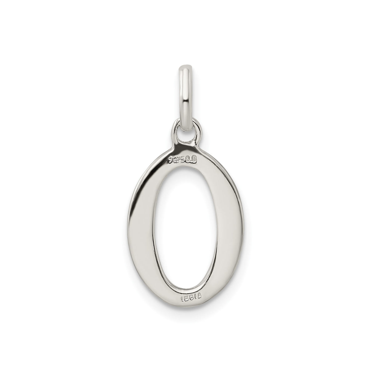 Sterling Silver Letter O Pendant Charm with Polished and Textured Finish