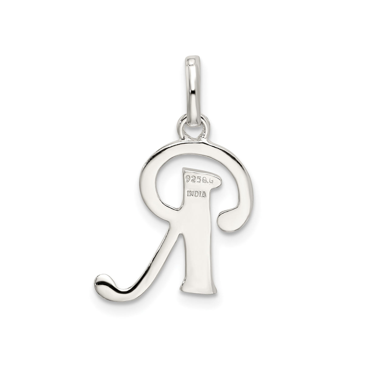 Sterling Silver Pendant, Letter R Alphabet Charm, Polished and Textured Design, Unisex Jewelry