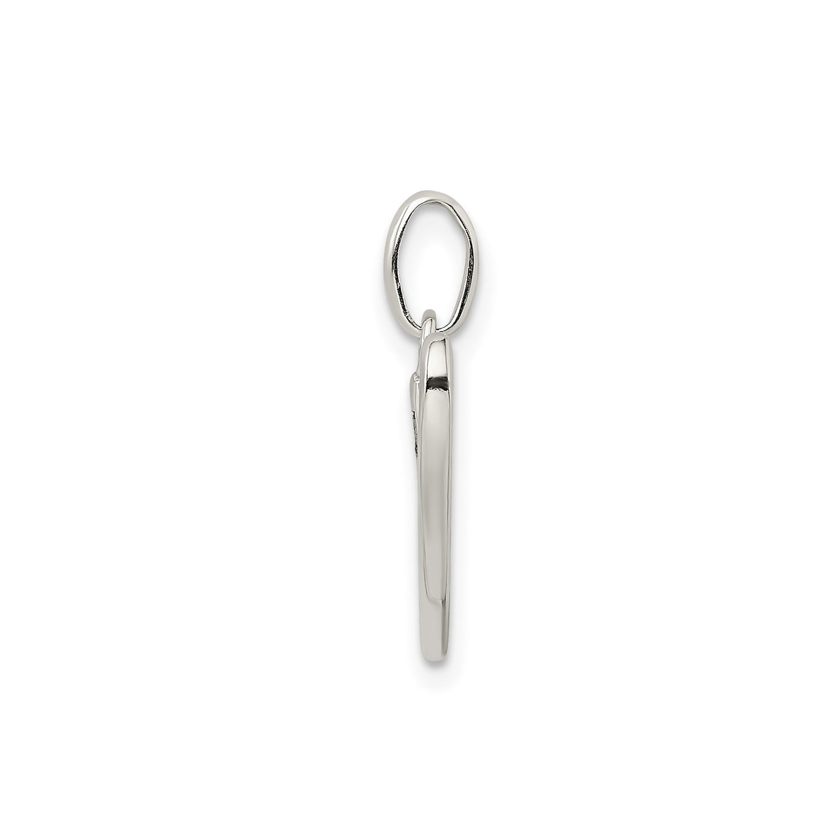 Sterling Silver Letter V Pendant Charm with Textured Accent and Polished Finish