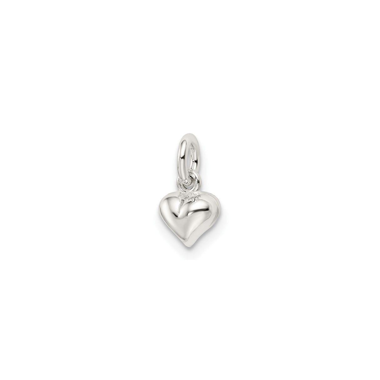 Sterling Silver Heart Pendant, 3D Puffed Charm with Polished Finish, Minimalist Romantic Design