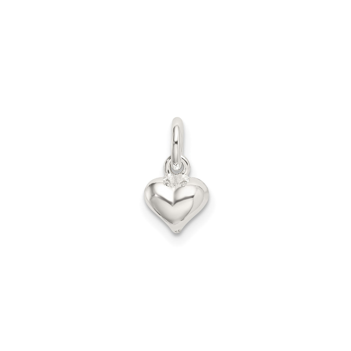 Sterling Silver Heart Pendant, 3D Puffed Charm with Polished Finish, Minimalist Romantic Design