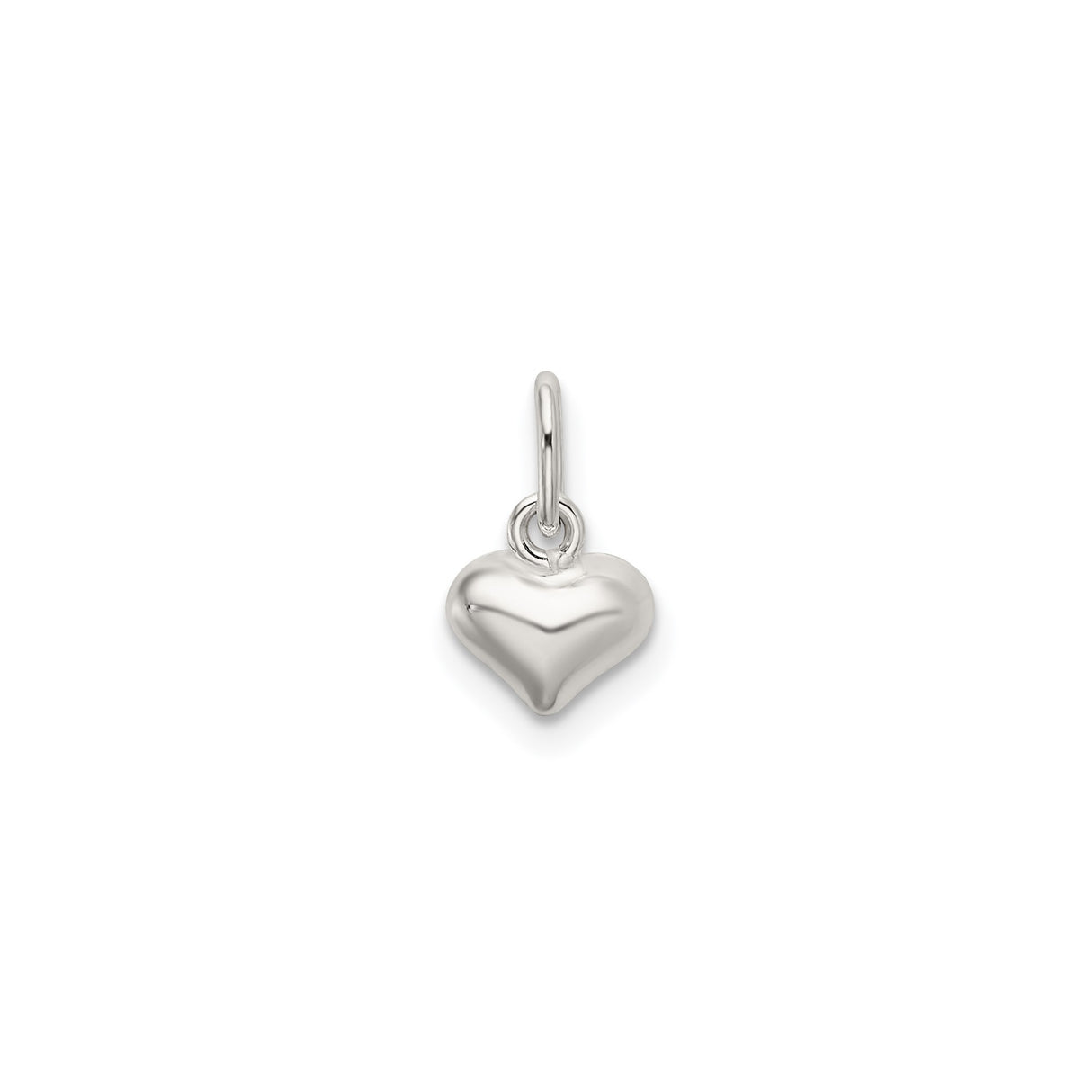 Sterling Silver Heart Charm Pendant, Smooth Puffed Love Symbol for Women