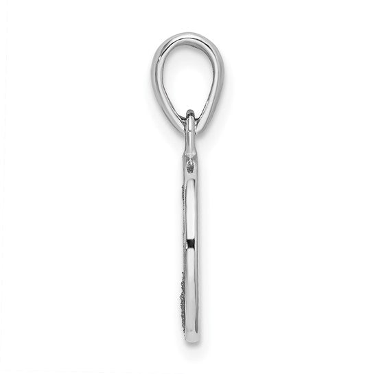 Sterling Silver Mom Pendant with Textured Circle and Heart-Shaped O Design