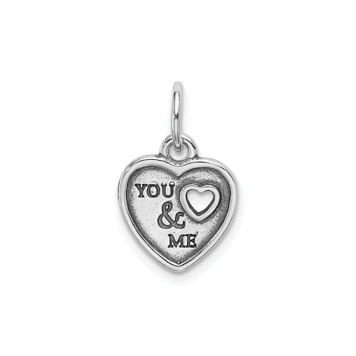 Sterling Silver Heart Pendant with Cutout Heart and I Love You Message