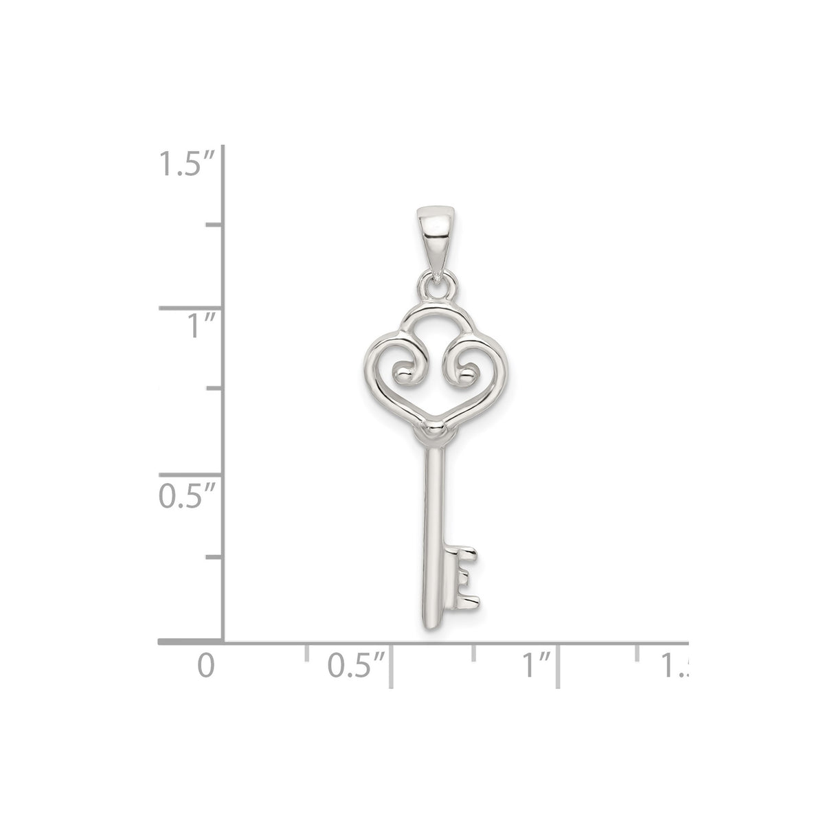 Sterling Silver Heart Key Pendant with Scroll Design, Romantic Symbolic Jewelry Charm for Women