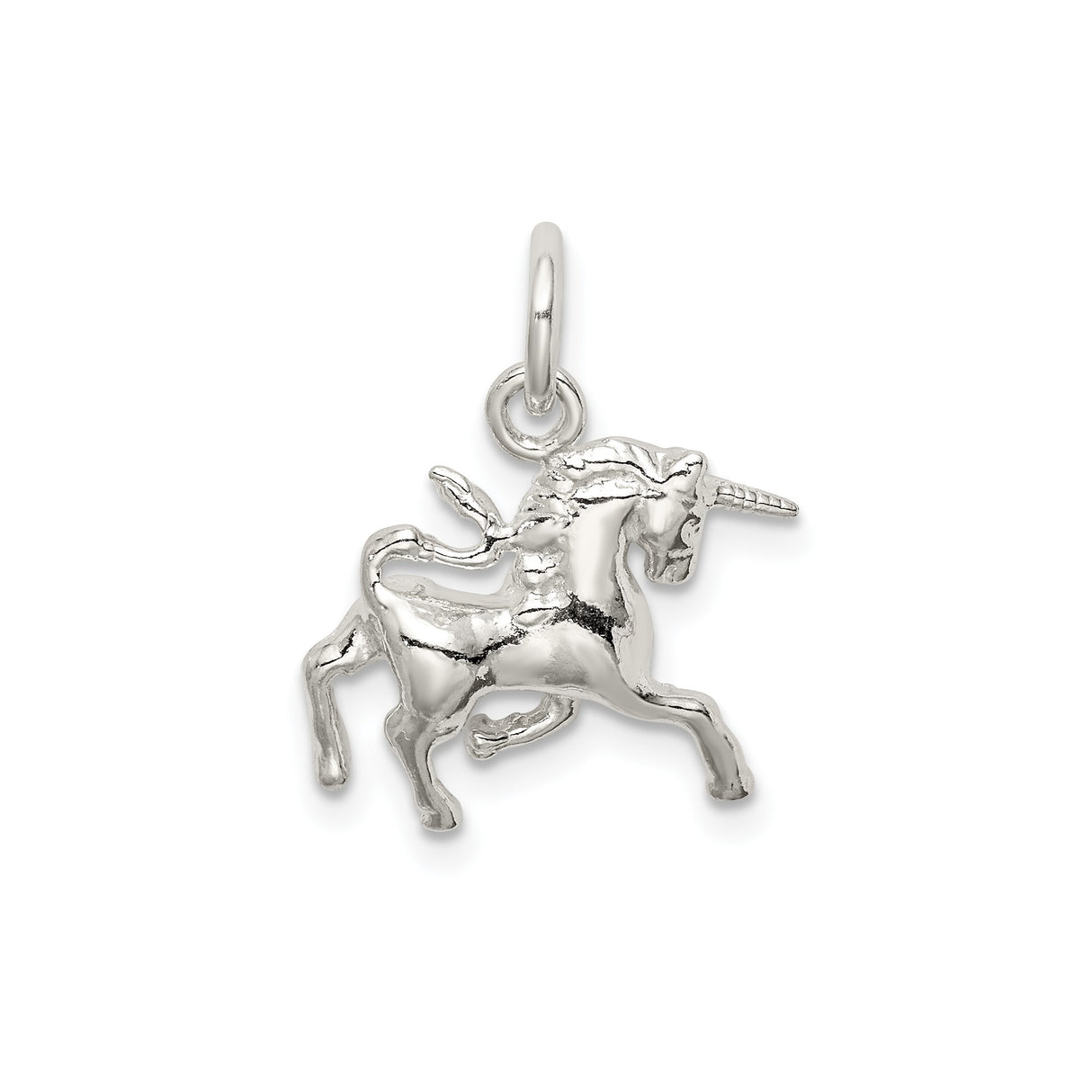 Sterling Silver Unicorn Pendant, Detailed Rearing Mystical Design for Women and Girls
