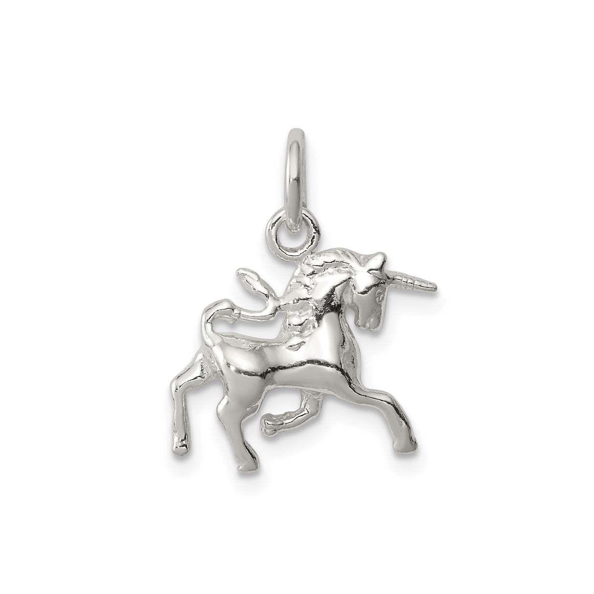 Sterling Silver Unicorn Pendant, Detailed Rearing Mystical Design for Women and Girls