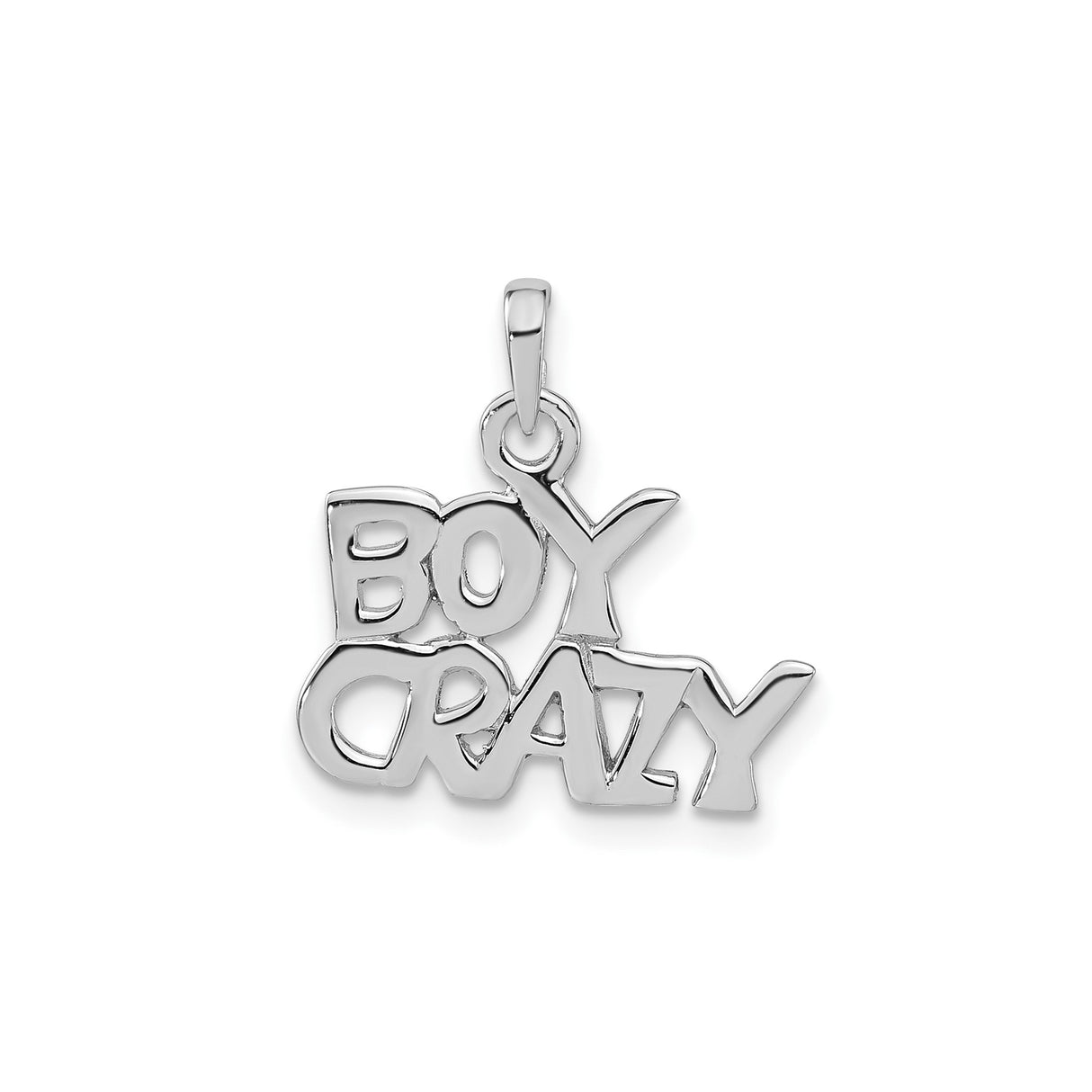 Sterling Silver Pendant Charm with Bold Boy Crazy Lettering, Flirty Text Design for Women and Teens