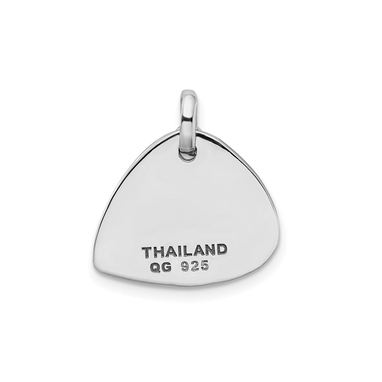 Sterling Silver Guitar Pick Pendant with Musical Note, Music Quote, and Crystal Accent