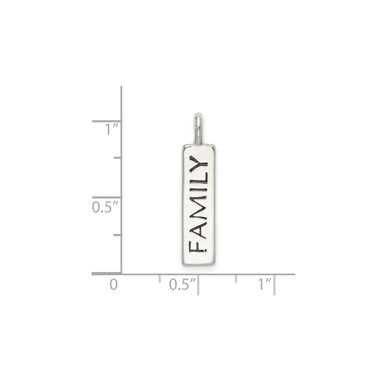 Sterling Silver Vertical Bar Pendant, Unisex Design with Family Message, Modern Minimalist Style