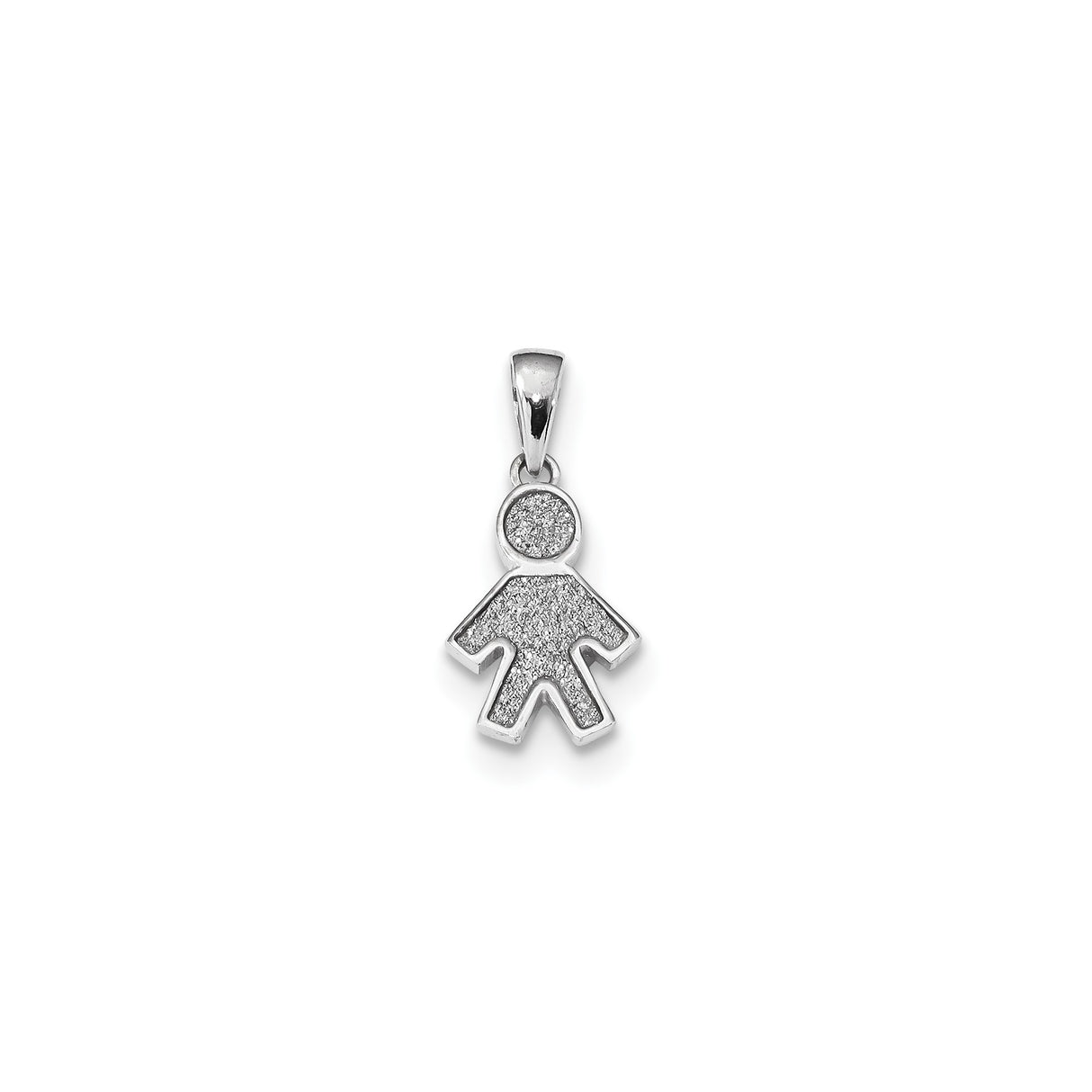 Sterling Silver Boy Shaped Pendant, Textured Son Charm, Sentimental Mothers Keepsake Jewelry