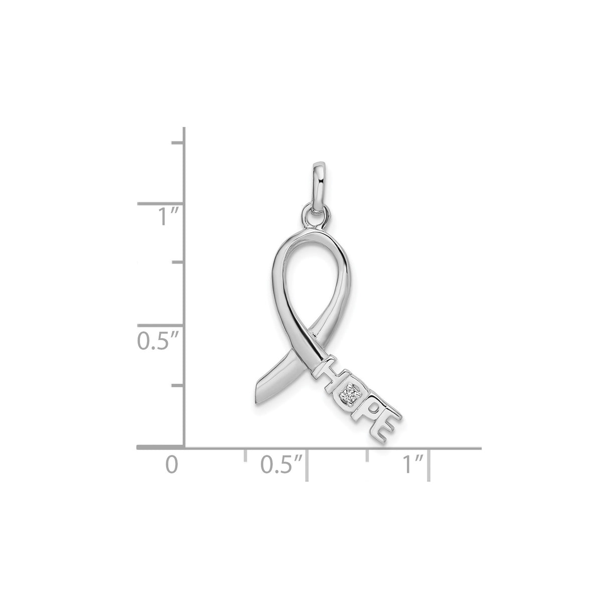Sterling Silver Awareness Ribbon Pendant with Pink Cubic Zirconia, Breast Cancer Support Jewelry