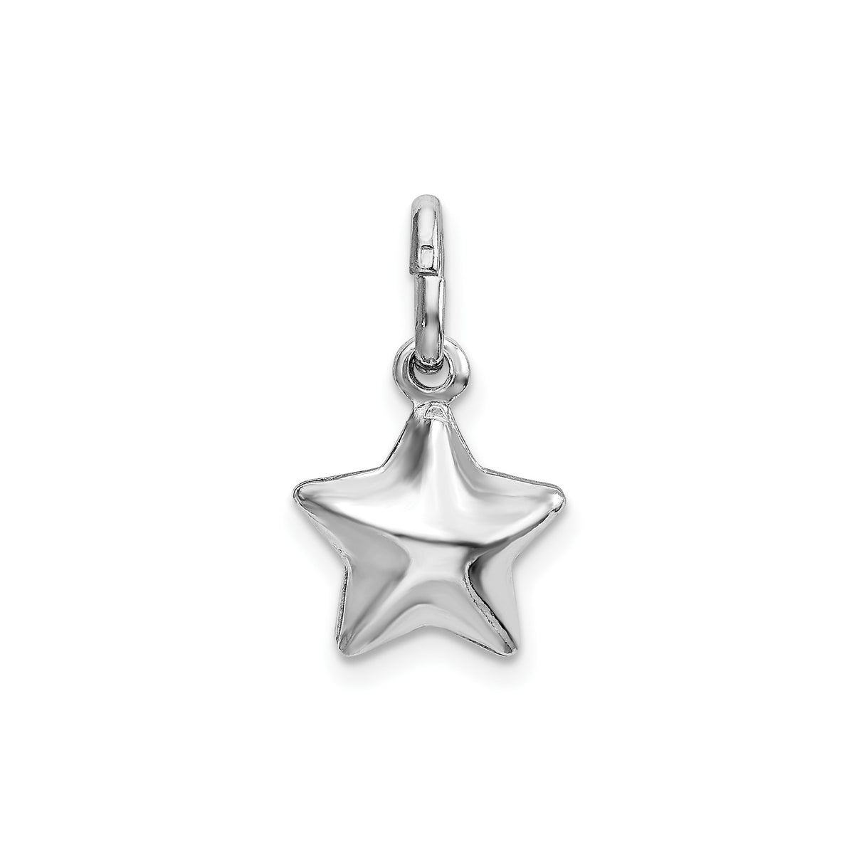 Sterling Silver Star Charm Pendant with Polished Five Point Design, Celestial Jewelry for Women or Unisex Wear